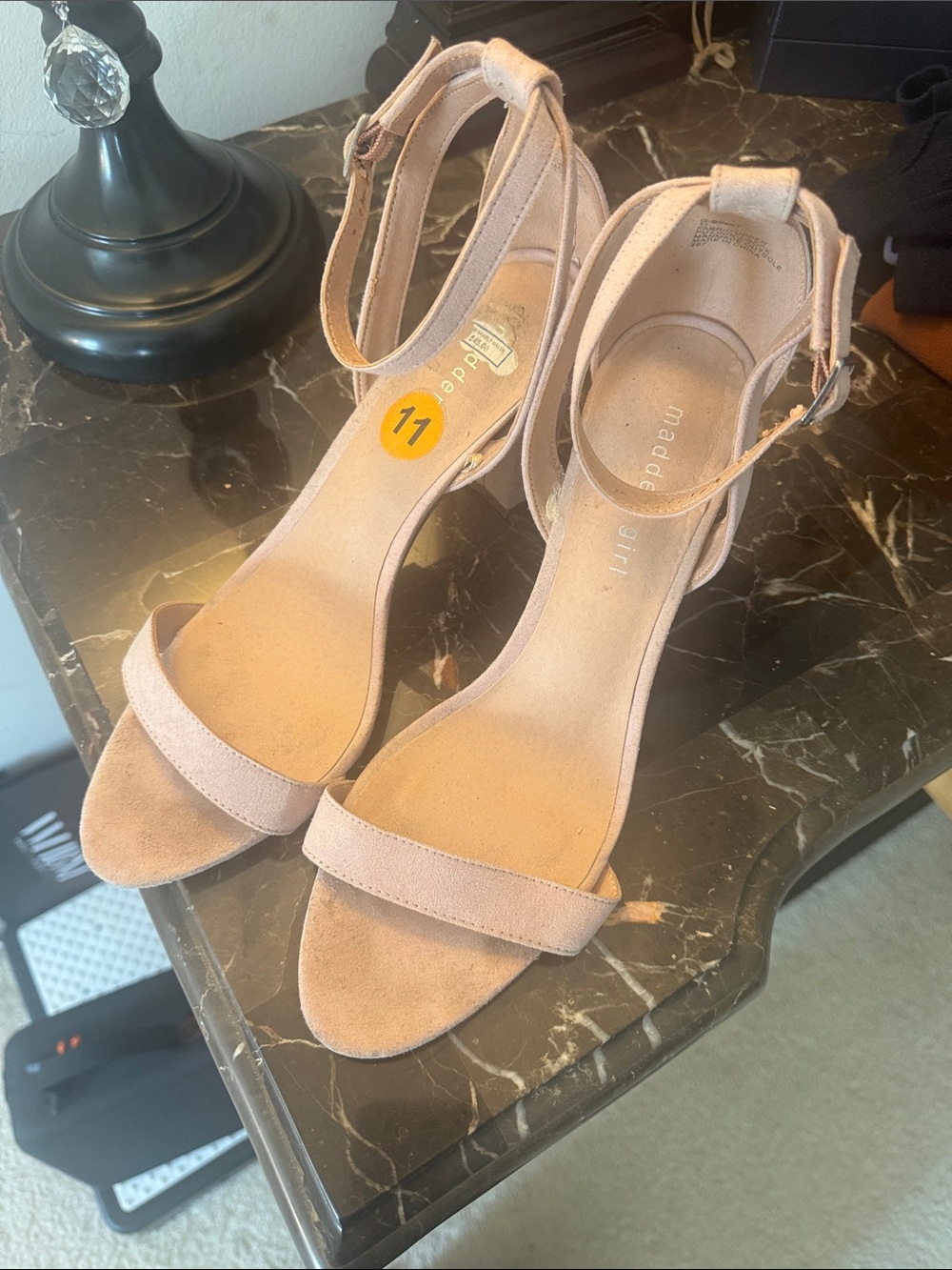 Madden Girl Blush Pink Suede Ankle Strap Heels
